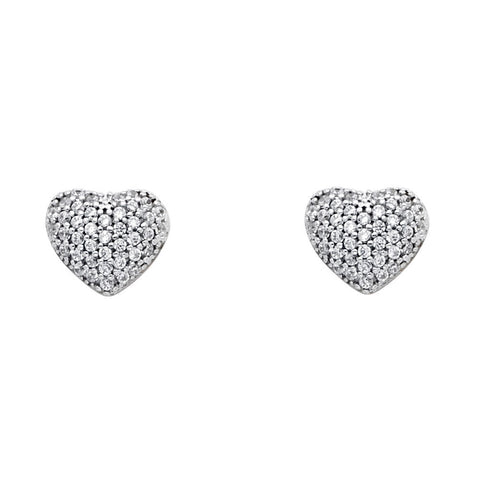 14K White Gold Heart CZ Earrings