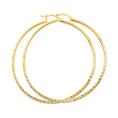14K Yellow Gold Diamond Cut 2.8mm Hollow Round Tube Hoop Earrings