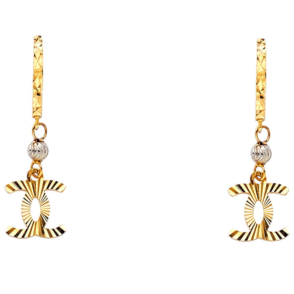 14K Yellow Gold DC Fancy Hanging Earrings