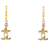 14K Yellow Gold DC Fancy Hanging Earrings