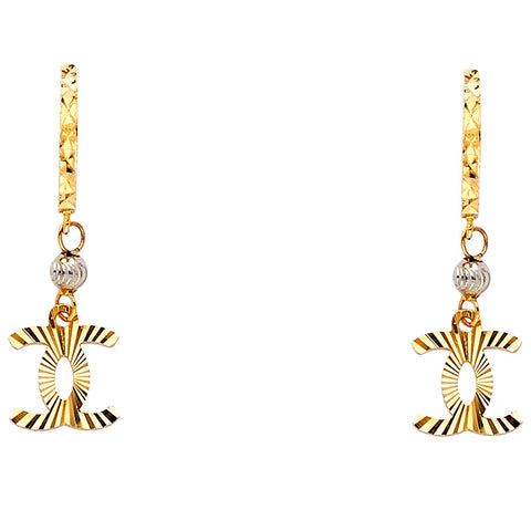 14K Yellow Gold DC Fancy Hanging Earrings