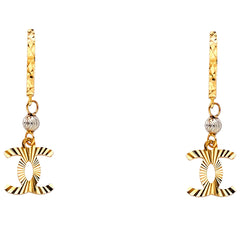 14K Yellow Gold DC Fancy Hanging Earrings