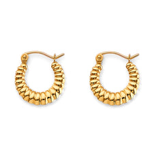 Load image into Gallery viewer, 14K Yellow Gold 15mm Fancy Hollow Hoop Earrings