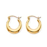 14K Yellow Gold Round Fancy Hollow Hoop Earrings