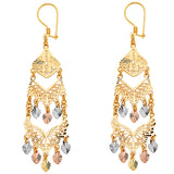 14K Tri Color Gold 18mm DC Chandelier Hanging Earrings