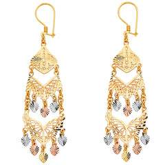 14K Tri Color Gold 18mm DC Chandelier Hanging Earrings