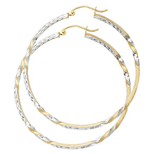 Load image into Gallery viewer, 14K Two Tone Gold Curled Hoop Earrings