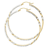 14K Two Tone Gold Curled Hoop Earrings