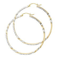 Load image into Gallery viewer, 14K Two Tone Gold Curled Hoop Earrings