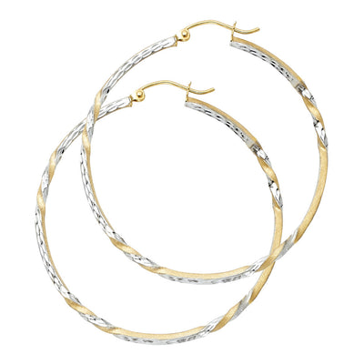 14K Two Tone Gold Curled Hoop Earrings