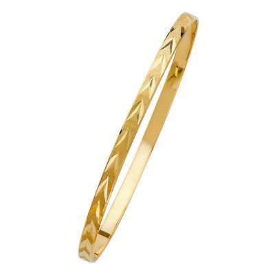 14K Yellow Gold Round 4mm Solid Bangle