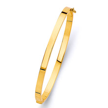 Load image into Gallery viewer, 14K Yellow Gold 4mm Square Plain Hollow Oval Bangle