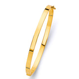 14K Yellow Gold 4mm Square Plain Hollow Oval Bangle