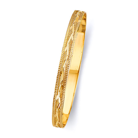 14K Yellow Gold Solid 6mm Bangle