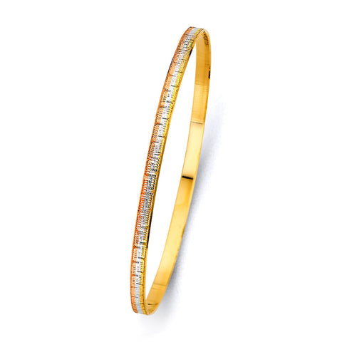 14K Tri Color Gold 3.5mm Solid Bangle