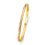 14K Tri Color Gold Solid 3.5mm Bangle