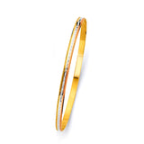 14K Tri Color Gold 3.5mm Round Solid Bangle