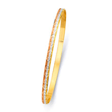 Load image into Gallery viewer, 14K Tri Color Gold 3.5mm Heart Solid Bangle