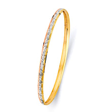 Load image into Gallery viewer, 14K Tri Color Gold 3.7mm Concave Half Dome Solid Bangle