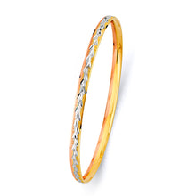 Load image into Gallery viewer, 14K Tri Color Gold Concave Half Dome 3.7mm Solid Bangle