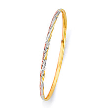 Load image into Gallery viewer, 14K Tri Color Gold Concave Half Dome 3.0mm Solid Bangle