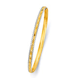 14K Two Tone Gold 3.7mm Concave Half Dome Solid Bangle