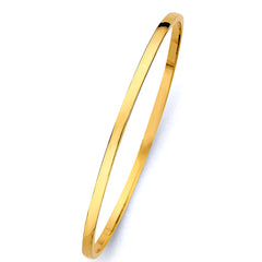 14K Yellow Gold 3mm Square Hollow Bangle