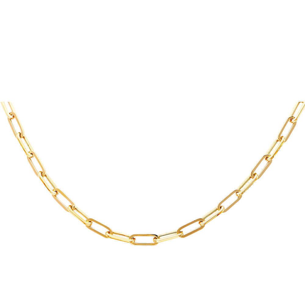 14K Yellow Gold 4.0mm Hollow Paperclip Necklace