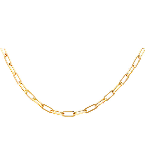 14K Yellow Gold 4.0mm Hollow Paperclip Necklace