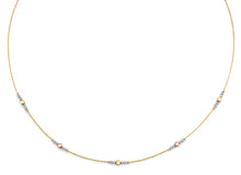 Load image into Gallery viewer, 14K Tri Color Gold String Necklace With Square And Round Ball