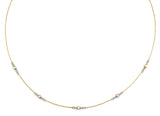 14K Tri Color Gold String Necklace With Square And Round Ball