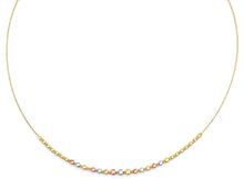 Load image into Gallery viewer, 14K Tri Color Gold Round String Necklace With Square And Round Ball