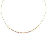 14K Tri Color Gold Round String Necklace With Square And Round Ball