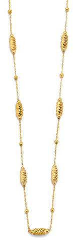 14K Yellow Gold DC Long Bead Necklace