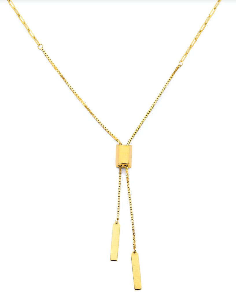 14K Yellow Gold Adjustable Bar Necklace