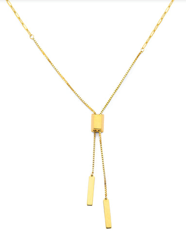 14K Yellow Gold Adjustable Bar Necklace