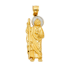 14K Two Tone Gold St. Jude Thaddeus 35mm Pendant