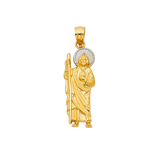 14K Two Tone Gold St. Jude Thaddeus 30mm Pendant