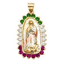 Load image into Gallery viewer, 14K Tri Color Gold CZ Our Lady Of Guadalupe Pendant