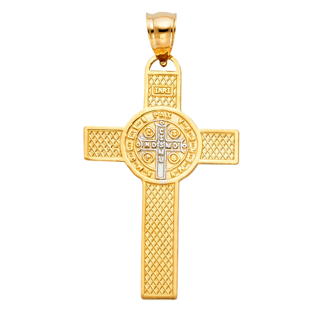 14K Two Tone Gold San Benito Cross Pendant