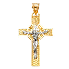 Load image into Gallery viewer, 14K Two Tone Gold San Benito Crucufix Cross Pendant