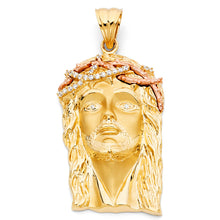 Load image into Gallery viewer, 14K Two Tone Gold CZ Jesus Christ Head Pendant