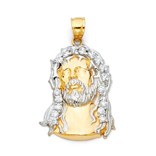 Load image into Gallery viewer, 14K Two Tone Gold 20mm CZ Jesus Christ Head Pendant