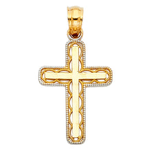 Load image into Gallery viewer, 14K Two Tone Gold Design Cross Pendant