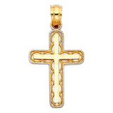 14K Two Tone Gold Design Cross Pendant