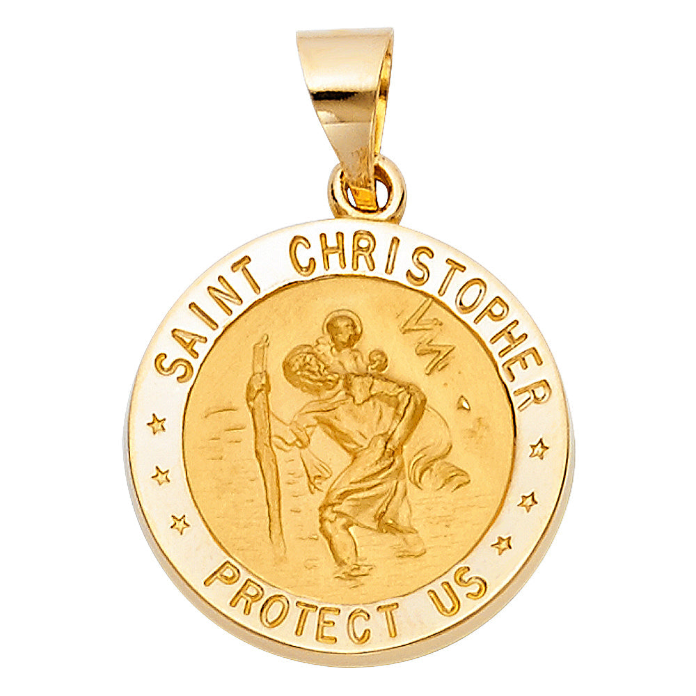 14K Yellow Gold Round St. Christopher Pendant