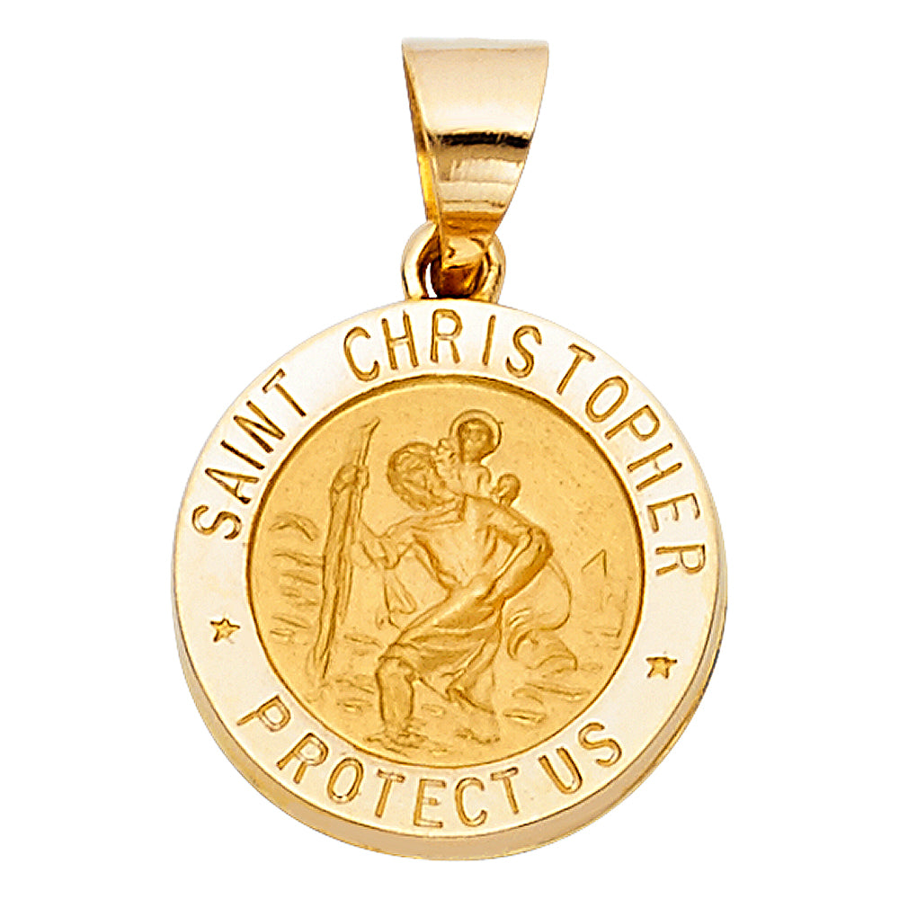 14K Yellow Gold 15mm St. Christopher Pendant