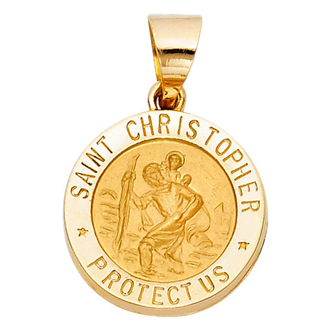 14K Yellow Gold 15mm St. Christopher Pendant