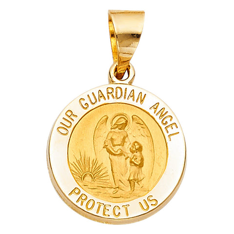 14K Yellow Gold Round Our Guardian Angel Pendant