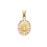 14K Yellow Gold CZ Our Lady Of Guadalupe Pendant